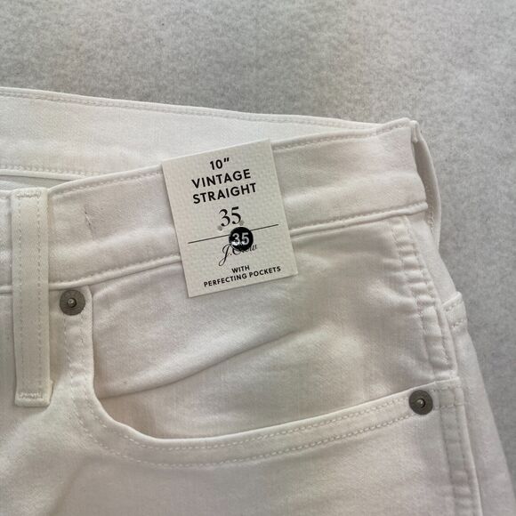 J.Crew 10" Vintage Slim Straight Jeans Women's 35 White Stretch Denim Button Fly - Picture 4 of 14